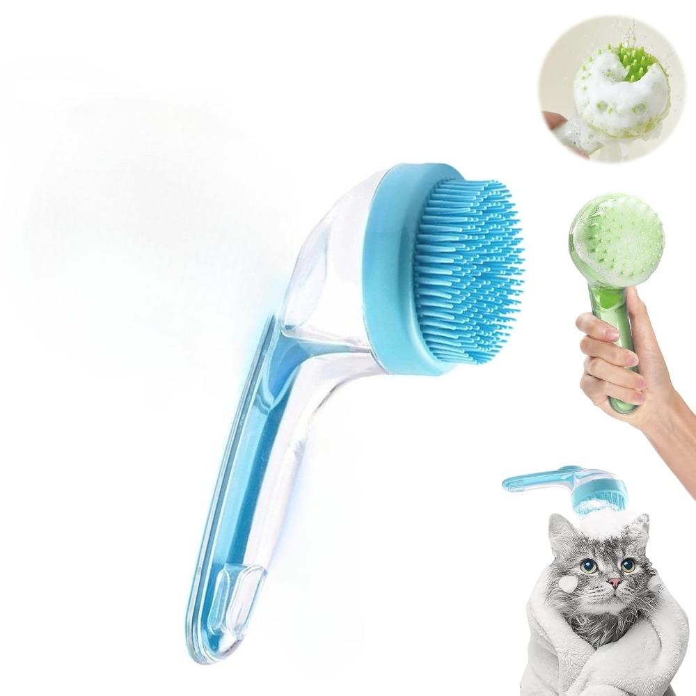 Pet Bath Brush with Shampoo Dispenser, Dog Bath Brush and Grooming Massage Brush for Dogs Cats, Easy Dog Washing Brush for Short and Long Hair