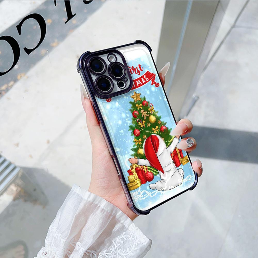 Ae108 Happy New Year Merry Christmas Electroplated TPU Phone Cases for Xiaomi 11 Lite Redmi Note 13 Pro 12C 9S 14C Huawei Four Corner Protection Cover