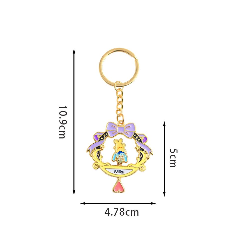 Rotating Enamel Keychain: Virtual Idol & Yellow Fish Robot Singer Pendant