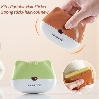 Washable Reusable Lint Roller Reusable Mini Roller Brush Cat Shape Dust Removal Eliminator Brush For Pet Hair Clothing Cleaning