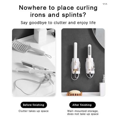 Hair Curler Straighteners Holder Wall Mounted Hair Dryer Comb Organizer Bathroom Home Accessories Storage Tools Punching Free