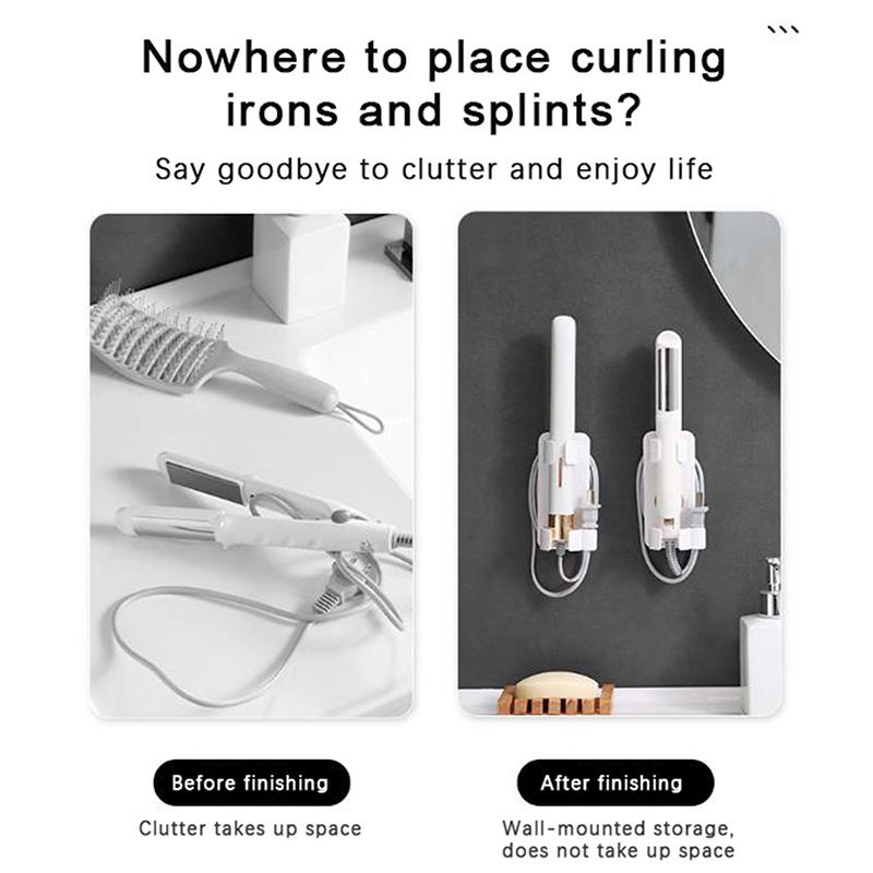 

Держатель для выпрямителя для волос, настенный фен, расческа, органайзер для ванной комнаты, аксессуары для дома, инструменты для хранения, перфорация бесплатно 1Pcs