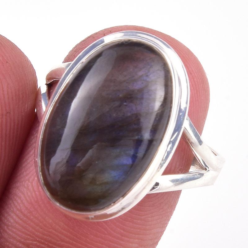 

Natural Labradorite Gemstone Handmade 925 Solid Sterling Silver Ring Size 8 q5w91