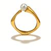 Stainless Steel Imitation Pearl Rings for Women Men Vintage Geometric Irregular Opening Rings Fashion Design Jewelry Accessories
