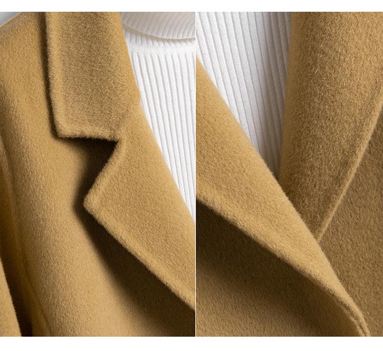 Women's Long Slimming Double-Faced Wool Coat with Suit Collar - 100% Wool Autumn/Winter Fashion Overcoat