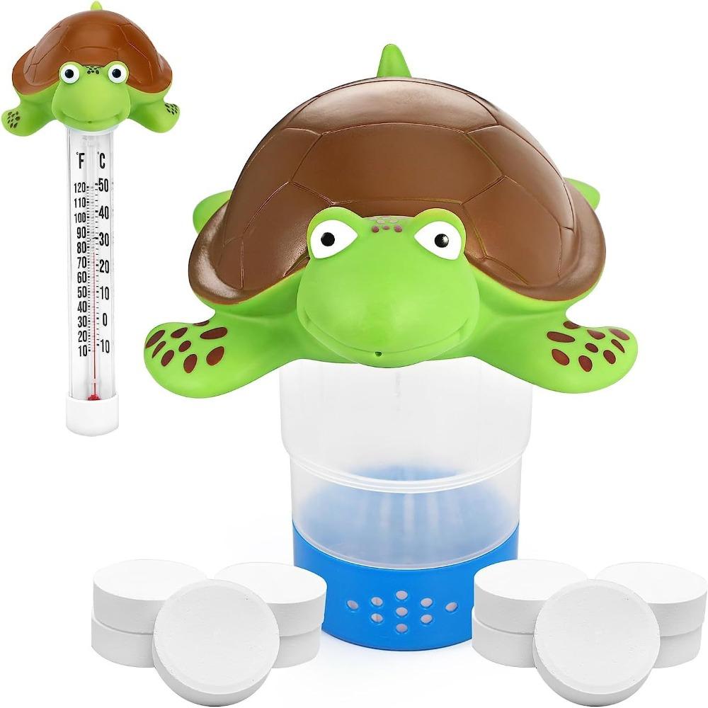 New Durable Pool Floater Creative Cute Turtle Design Floating Chlorine Dispenser Adjustable Tablet Floater Swimming Pool