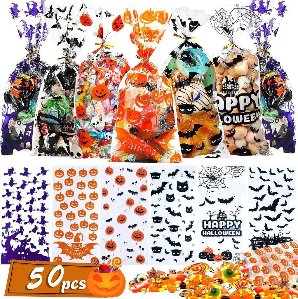 Halloween Black Candy Gift Bag - Plastic OPP Party Flat Bag