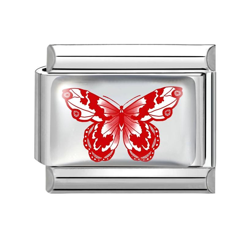Y2K Rote Serie Blume Kirsche Herz Schleife Schmetterling Liebe Italienischer Charm Glieder Passend 9mm Edelstahlarmband Damen DIY Basteln