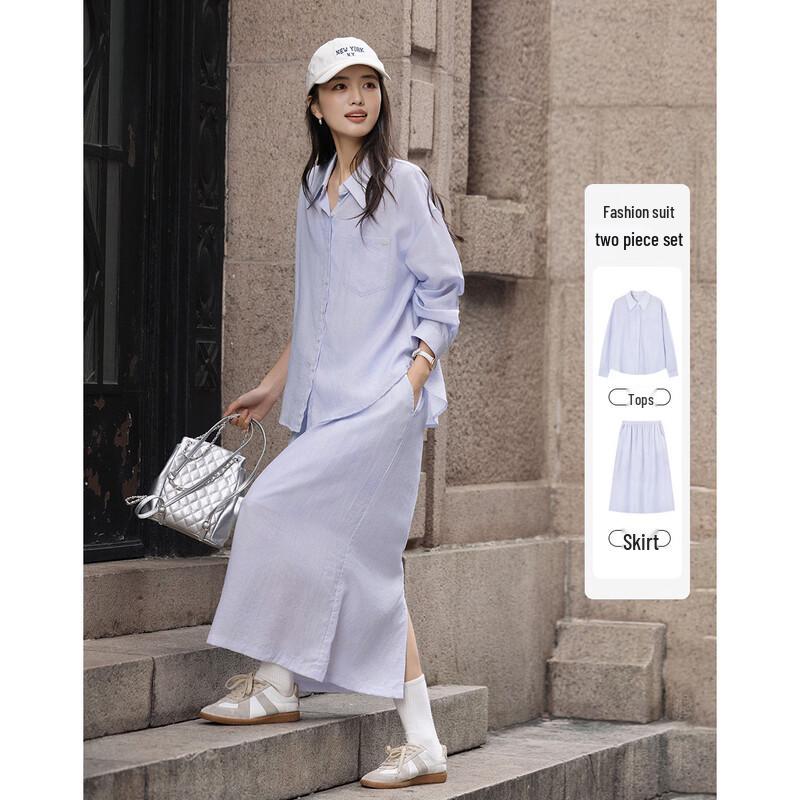 Demana Women s Spring Lapel Top & Skirt Set S