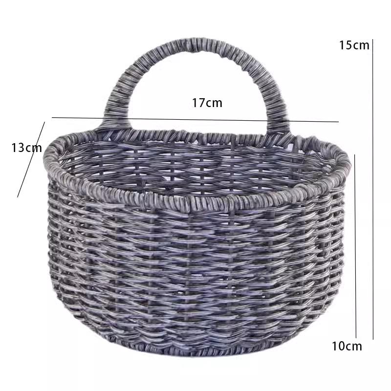 Nástěnný plastový ratanový úložný koš do kuchyně a koupelny