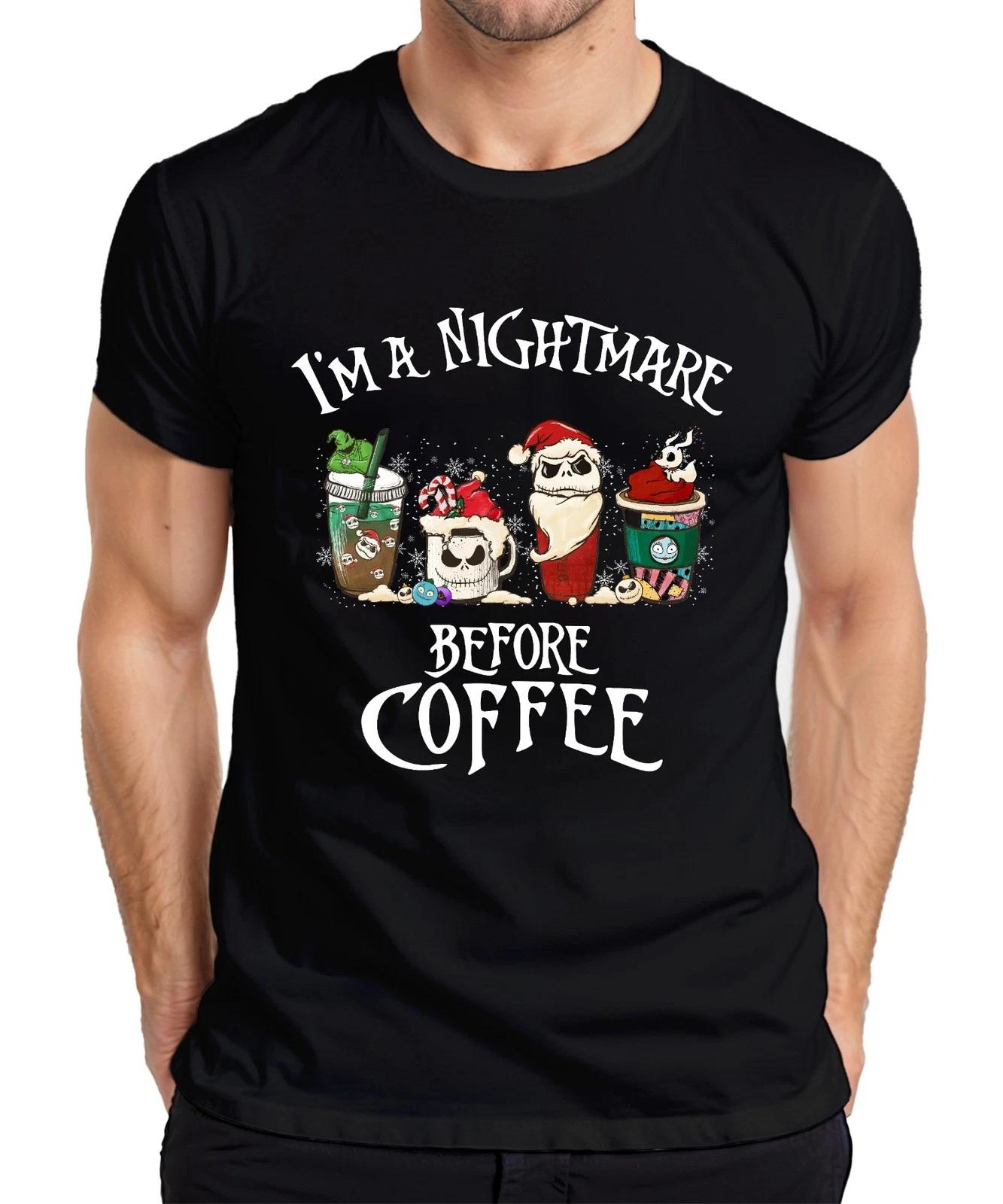 I m a Nightmare Before Coffee Weihnachten Skelett Santa Geschenk Herren T-Shirt XXXL