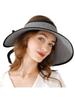Women Wide Brim Roll Up Sun Visor Hat UV Protection Packable Ponytail Beach Straw Hat