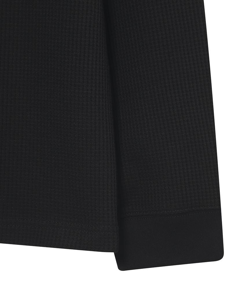 Syupeodeulai Waffle Long Sleeve T-Shirt Black Sduilaq04Blk