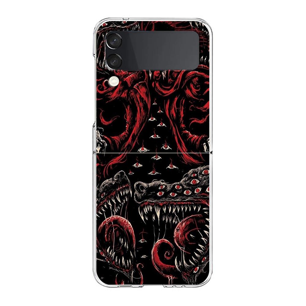 Phone Cover For Samsung Galaxy Z Flip 6 5 4 Case Transparent For Samsung Z Flip 3 Hard PC Foldable Shell The Eye Of Cthulhu Bags