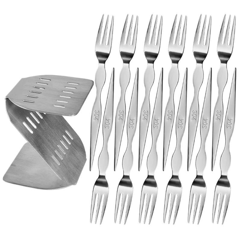 

Dessert Forks Set Of 12 Portable Pastry Serving Forks Charcuterie Forks With Storage Holder Camping Cutlery Dessert Silverware belgium