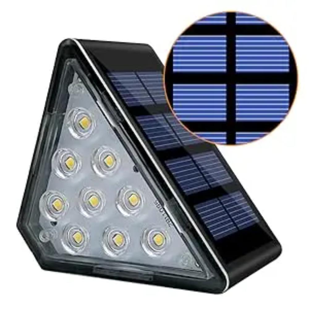 2PCS IP65 Waterproof Solar Triangle Step Lights Outdoor LED Deck Stair Fence Lamp Decorative Garden Yard Patio Pathway Lighting
