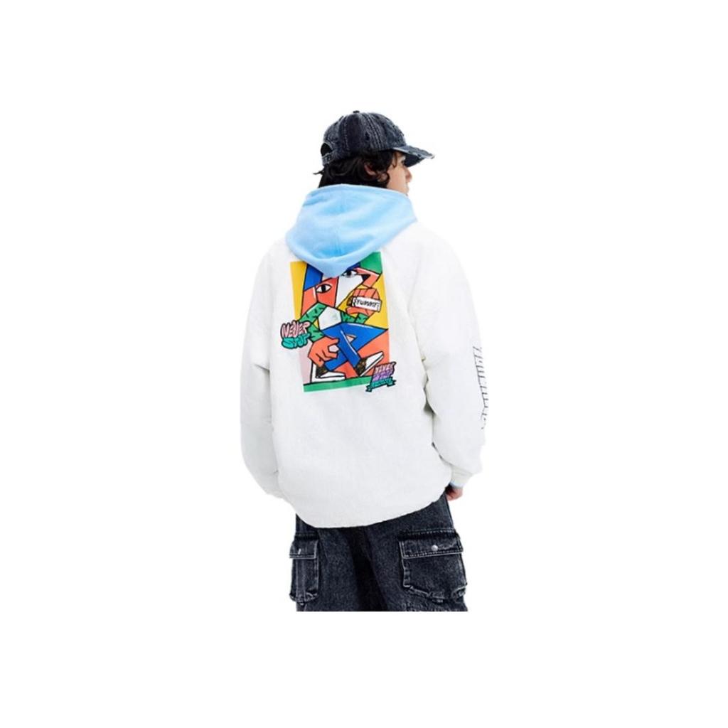 Li Ning Pablo Ientile Collaboration Cartoon Pattern Printed Polo Neck Loose Sports Jacket Men Jacket Off-White AFDU253-3