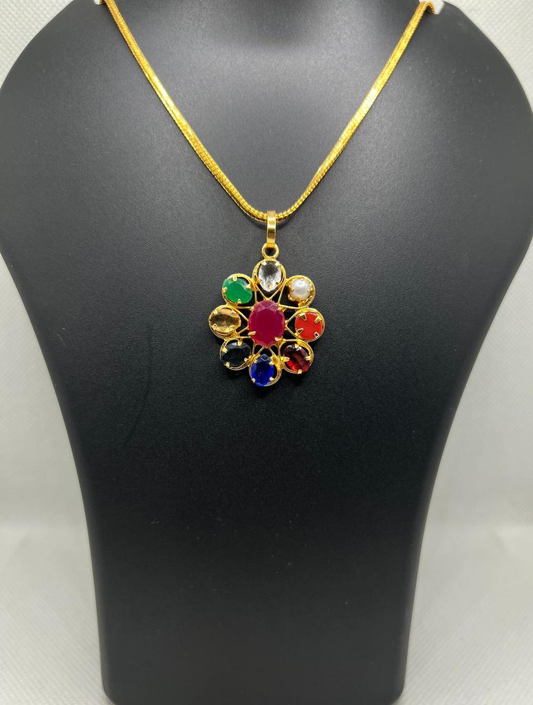 Traditional Multicolor Gemstone Jewelry Necklace Pendant, Perfect Gift for Her