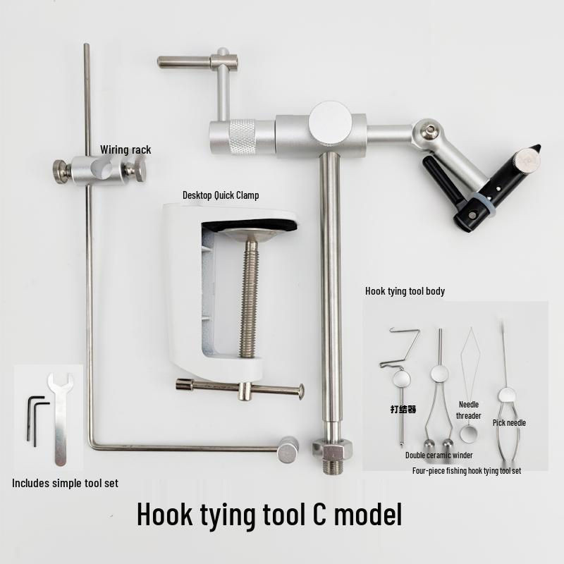 Juego de Herramientas Mejorado de Tornillo de Banco Giratorio para Atado de Moscas para Atado Duradero de Anzuelos y Señuelos