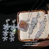 Papalacha Cinnamon Large Carat Gemstone Necklace, Princess On The Run, 18K Gold Plated, Water Drop Flower Zircon Earrings