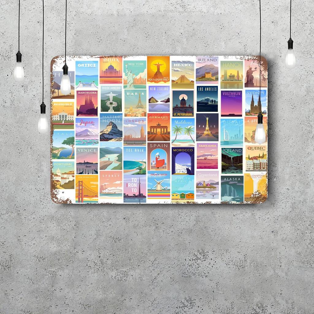 city Retro Vintage Tin Sign Poster Decorative Plaque Metal Plate Wall Decor