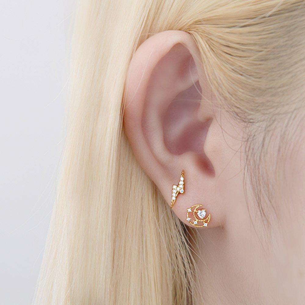 [1+1] Choose 1 of 3 Surgical Piercing Moon Love Options, One Side for Sale