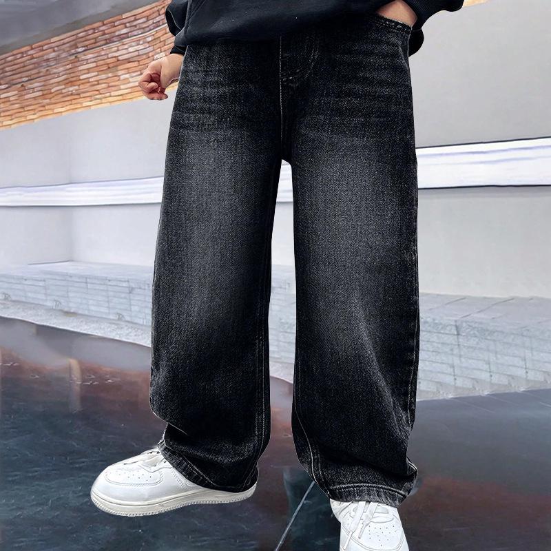 Guttejeans med vide ben 2025 - Vår- og høststil, kjekke sportsbukser for store gutter