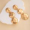 Exaggerated Metal Wind Stud Earrings Geometric Oval Three-Dimensional Prismatic Earrings Long Fringed Personalized Niche Earrings