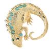 Trendy Rhinestones Lizard Brooch Fashionable Animal Shaped Lapel Pin Metal Accessory for Hat and Scarf Decoration