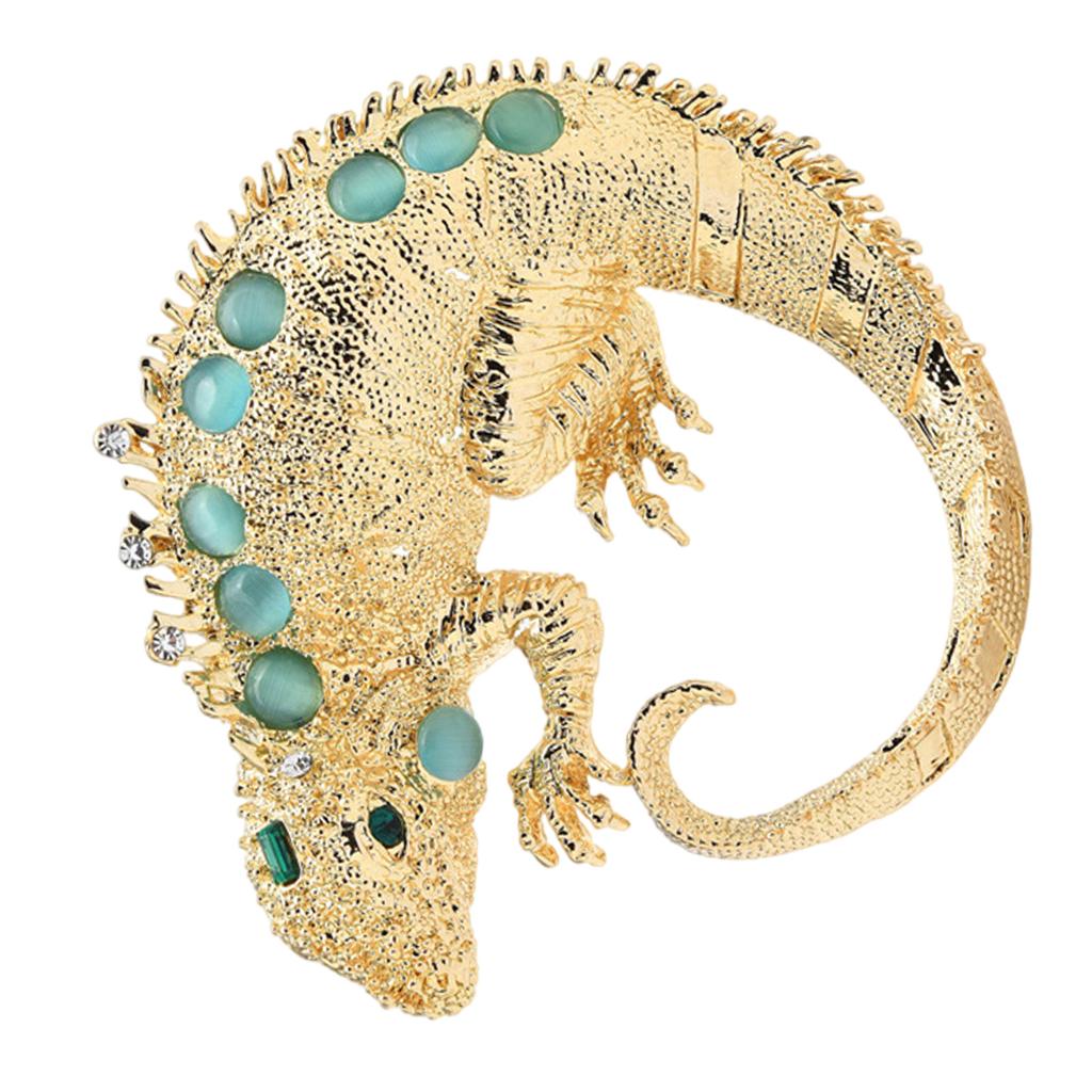 Trendy Rhinestones Lizard Brooch Fashionable Animal Shaped Lapel Pin Metal Accessory for Hat and Scarf Decoration