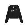 Women's Black Hoodie with Daisy Logo Embroidery Loose Fit