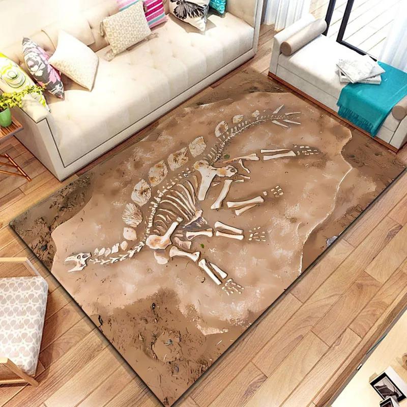 3D Dinosaur Fossil Art Pattern Rug Carpet for Living Room Bathroom Mat Creative Doormat Carpet for Bedroom Home Decor