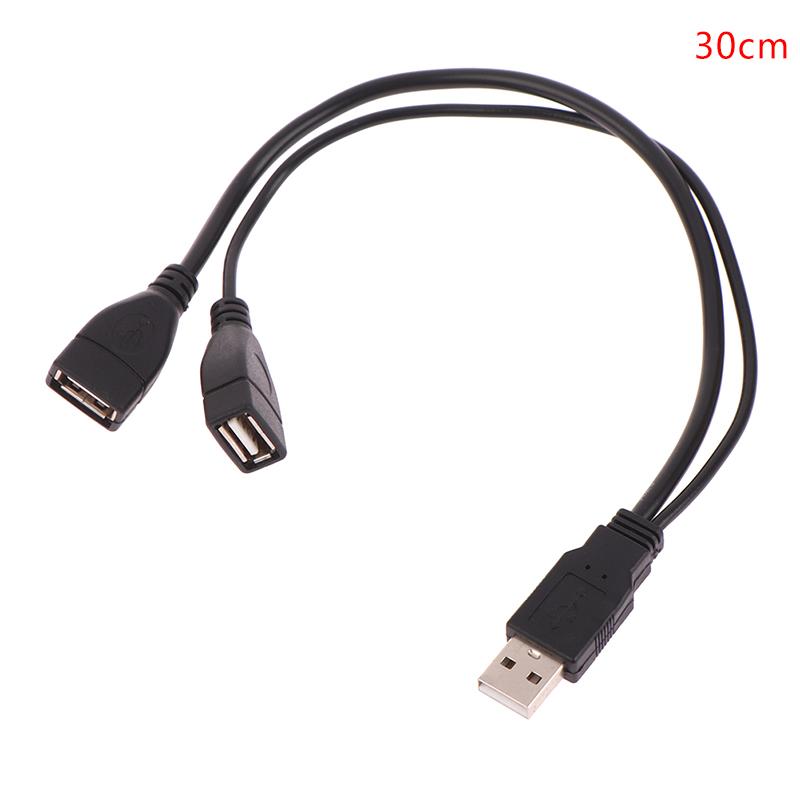 1Pc 15/30cm Male Plug To 2 Female Socket USB 2.0 Extension Line Data Cable Power Adapter Converter Splitter USB 2.0 Cable