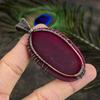 Ruby Natural Gemstone Handmade Copper Wire Wrap Jewelry Pendant 2.96" b9O17