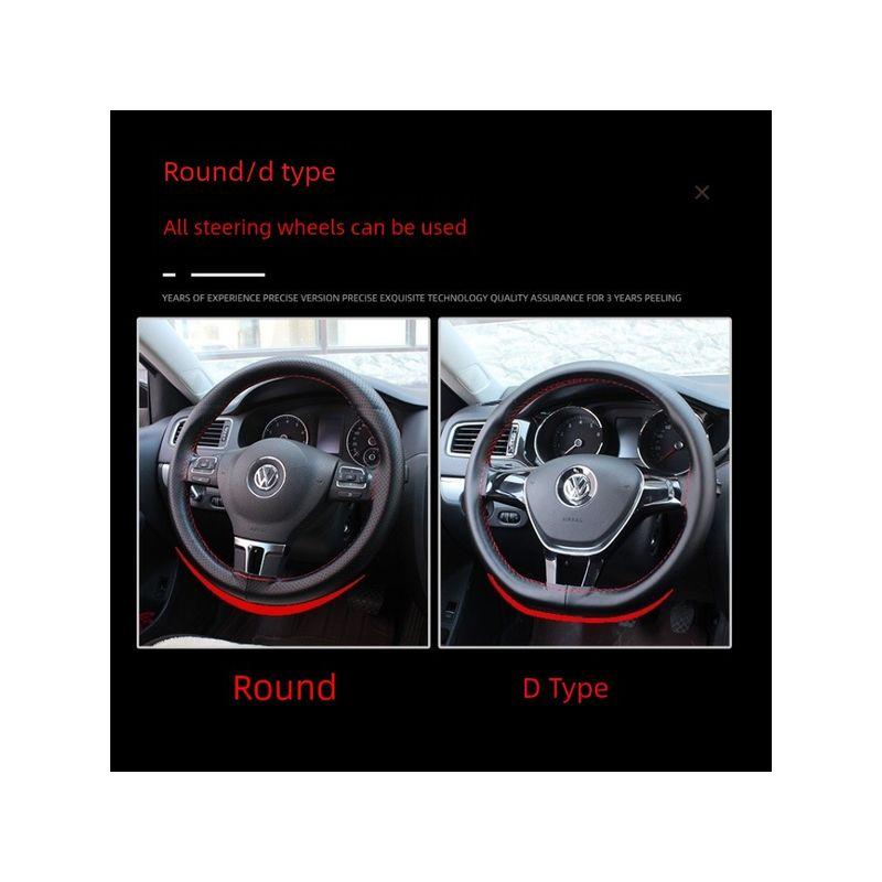 Steering Wheel Cover, Genuine Leather, Handmade Leather Cover, Universal for Men and Women, Suitable for All Seasons, Non-Slip Stitched Handle Cover
