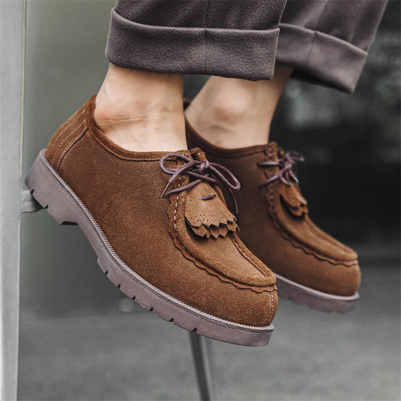 

Мужские дышащие туфли с одной педалью 2024 года, новые ретро-повседневные британские кожаные туфли, модные ленивые туфли Doudou 43256-J 44 светло-коричневого