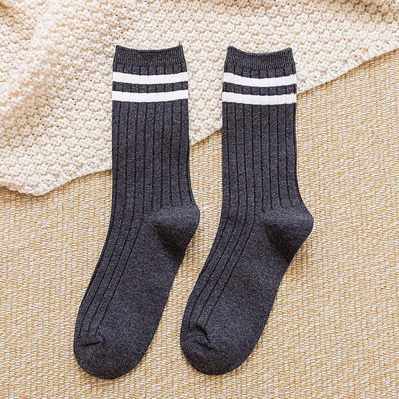 Women's Mid-Tube Solid Color Pile Socks - Spring & Summer Japanese College Style Trend