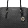 Michael Kors Charlotte Adjustable Shoulder Strap Gold Charm Coated Canvas Shoulder Bag Large Size Women's Black