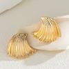 Metal shell ocean wind niche earrings, retro versatile cold wind striped earrings for women