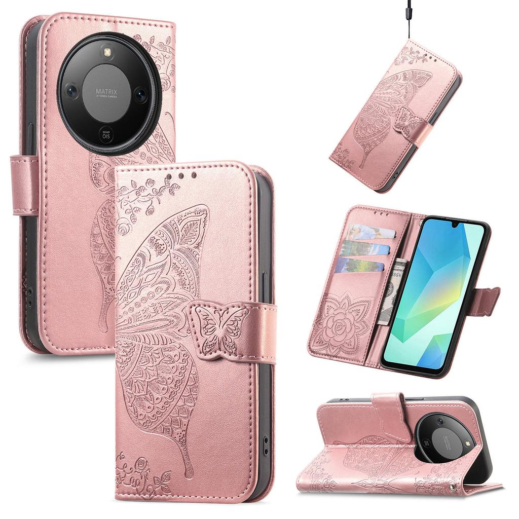 For Honor X70 5G/Honor X9d 5G/Honor Magic8 Lite 5G Case with Strap Butterfly Pattern PU Leather Wallet Phone Cover