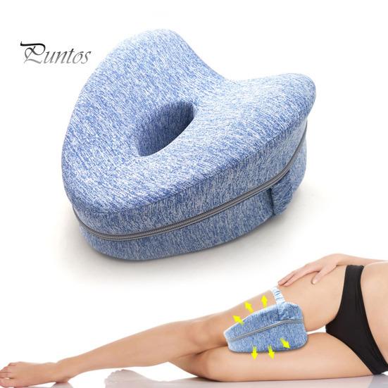 Leg Knee Pillow Memory Foam Leg Pillow with Elastic Strap Ergonomic Knee Cushion with Washable Cover for Side Sleepers Soothing Pain Relief