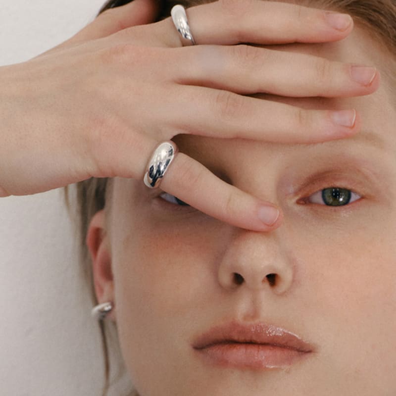 LUNNE Silver 925 Dipper Dome Ring L #LSR32