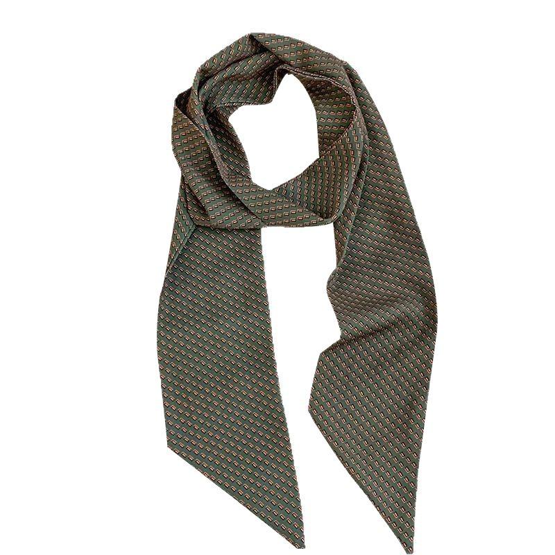 Women's silk scarf long strip high-end spring and summer multi-purpose silk scarf bag wrapping belt versatile scarf headscarf plaid belt