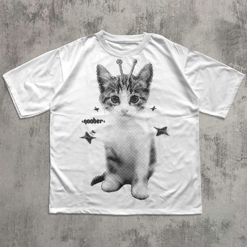 Y2k Retro Goober Alien Cat T-shirt, Vintage Graphic Tee, Silly Cats Shirt, Weird Shirts, Viral Meme Tees, 2000s Tshirt, 90s Clothes