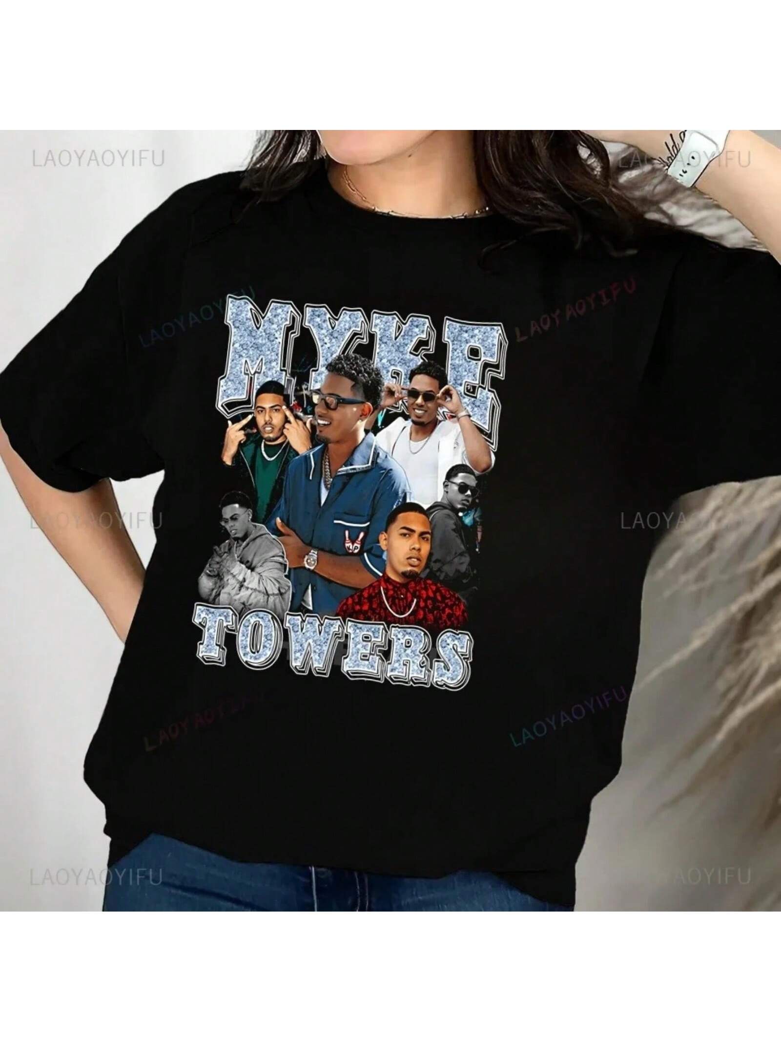 Rapper MYKE TOWERS Loose Short Sleeve T-Shirt MYKE TOWERS Neutral Harajuku Unisex Shirt Graphic Oversized CottonT-Shirt S разноцветный