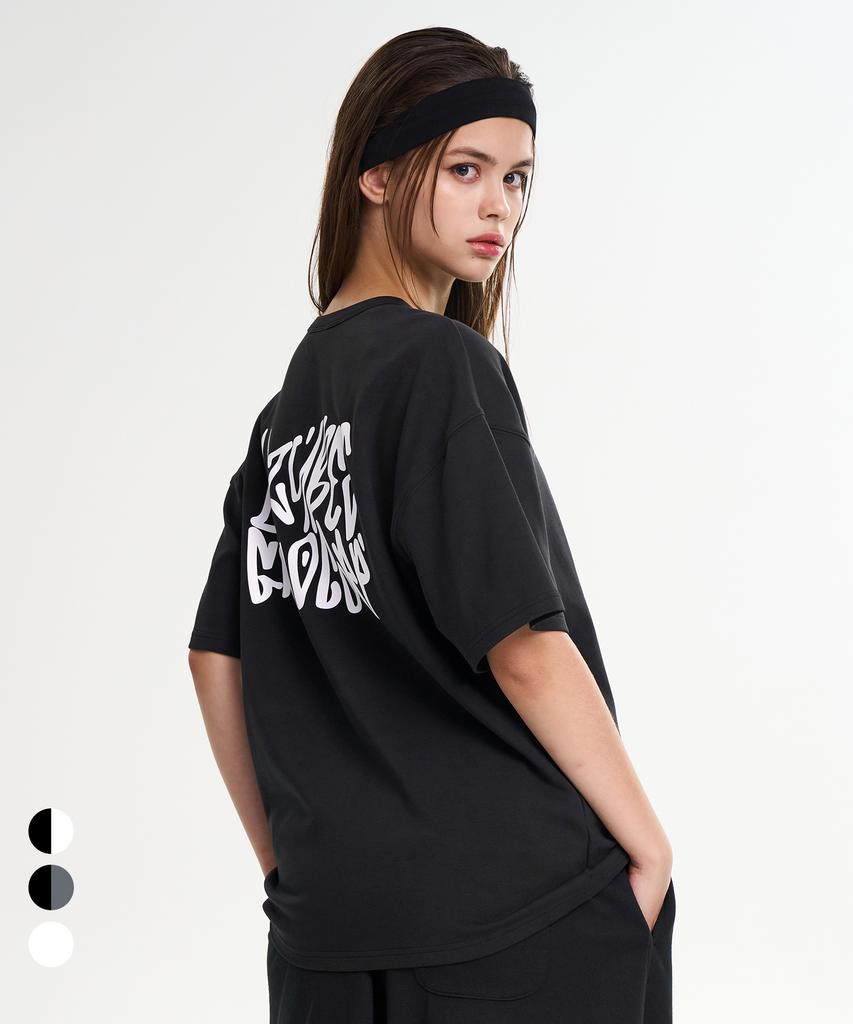 Leijibi Signature Graffiti Oversized Short Sleeve Functional Gym Wear Fitness Running Workout Wear Short Sleeve W (3 Colors)