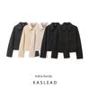 Kaslead New Arrival Women's Clothing Fashion Air Outlet Pocket Decoration Soft Lapel Long Sleeves Outwear 5070469