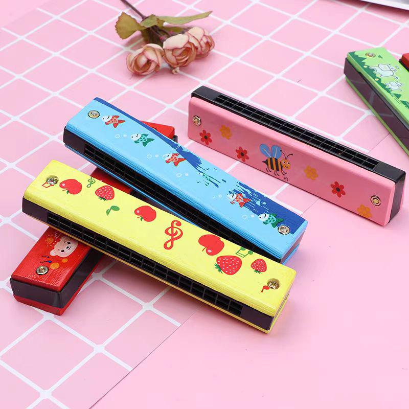Toys 2PCS Wooden Harmonica 16 Holes Musical Instruments For Beginners Montessori Early Childhood Education Party Favors Kids