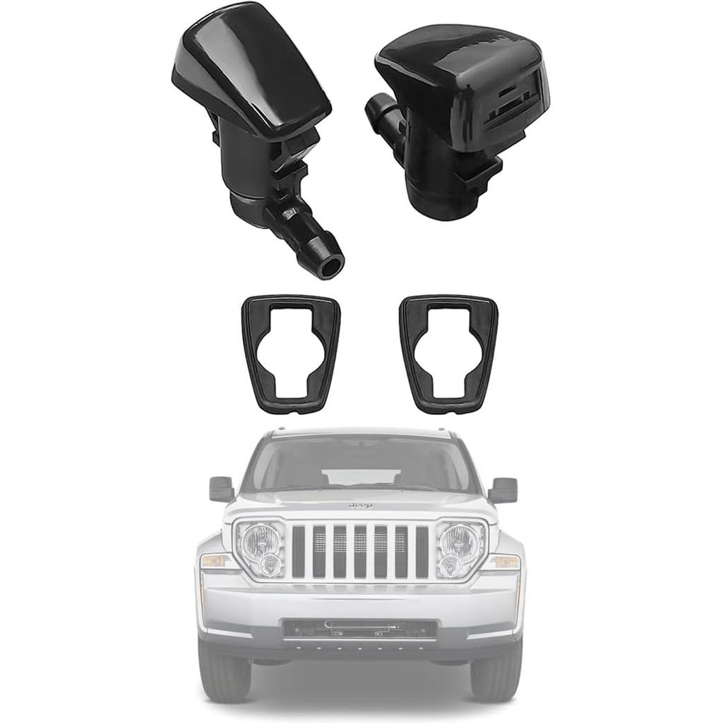 4806312AA Premium Wiper Washer Nozzles Fit for Dodge Nitro 2007-2012; Jeep Liberty: 2008-2013; Commander 2006-2010 | Windshield Washer Fluid Jet