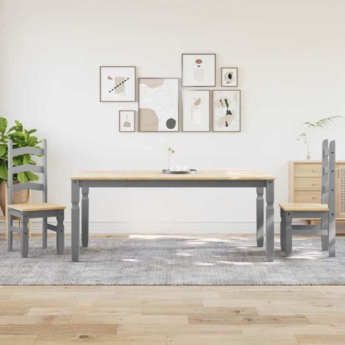VidaXL Ensemble à manger Panama 3 pcs gris bois de pin massif, ensemble de table à manger, table et chaises de cuisine, 3345207